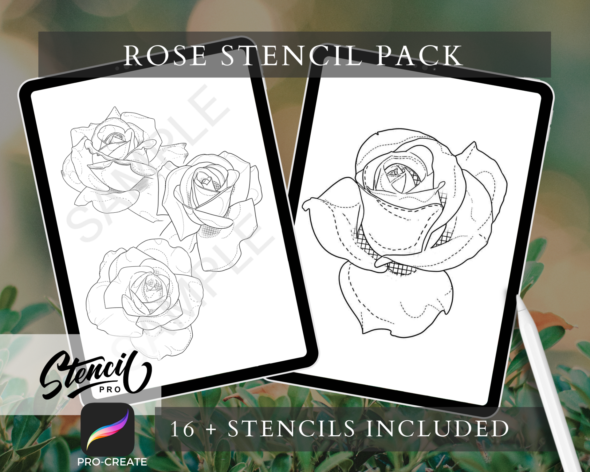 Roses with Stencil - Brush Locker